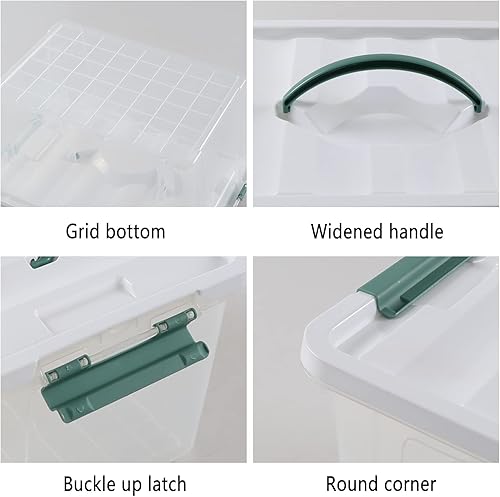 Miniatura 4 de Yuright Paquete de 8 cajas de organización de plástico de 14 cuartos de galón, contenedor de almacenamiento con tapa transparente con asa