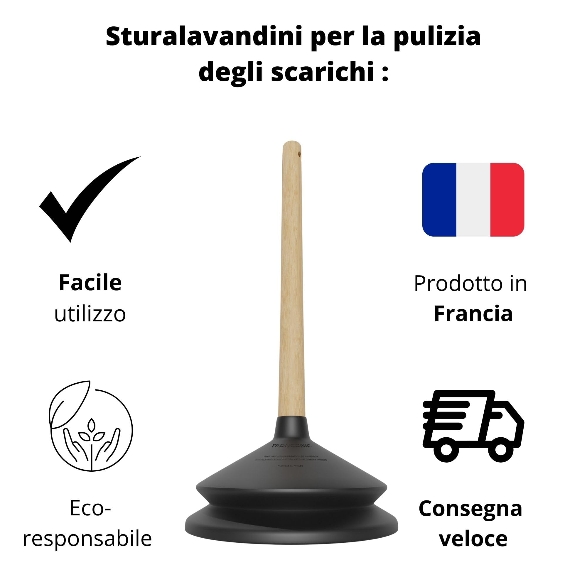 Tronconic - 80 KG di aspirazione - stura lavandini e scarichi - sturalavandino - stura wc - sturatubi - ventosa sturalavandini - Made in France…