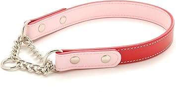 Amazon 犬 首輪 犬の首輪 小型犬 中型犬用 革 おしゃれ ハーフチョーク 13mm 赤 ピンク Sサイズ 犬の首輪屋てるべる ベーシック首輪 通販