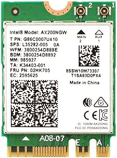 Intel AX200NGW 2.4Gbps 2400Mbps 802.11ax Dual Band NGFF M.2 Wireless Network Card, Intel AX200 WiFi Card Bluetooth 5.0