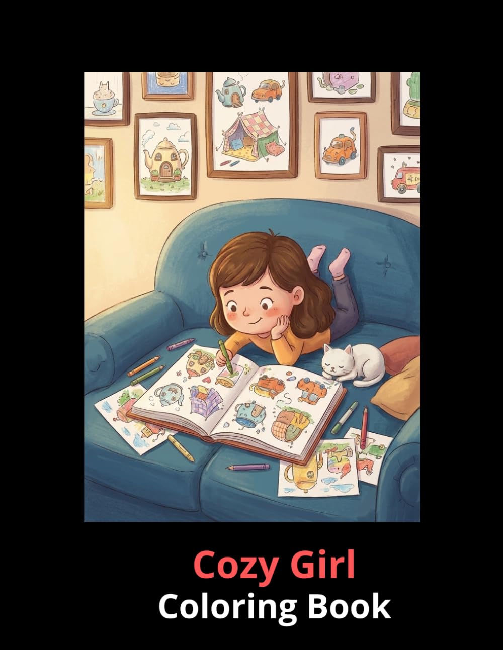 Cozy Girl Coloring Book Aesthetic Daily Life Coloring Book: Cute Relaxing Coloring Book for Teens and Adults