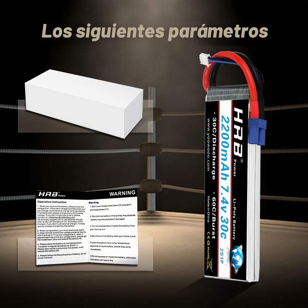 HRB 7.4V 2200mAh 30C EC2 Lipo Batería para Juguetes de Avión Helicóptero RC Car Model Heli Plano Carro del Barco FPV Coches (7.4v 2200mah EC2)