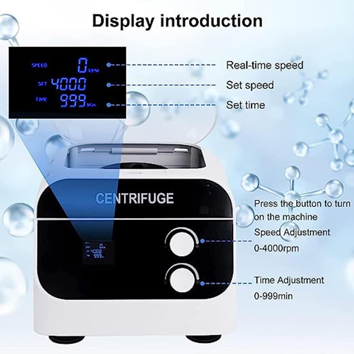 Centrifuga da laboratorio con display digitale del timer, estrattore ad alta velocità per provette per raccolta del sangue, uso professionale