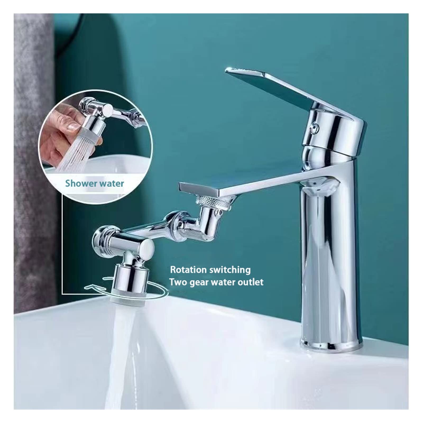 Universeller spritzwassergeschützter Wasserhahn 1080-Grad-Aufzug Rotary Bubbler Badezimmerwäsche Ausziehbarer mechanischer Arm-Wasserhahn-Verlängerung Gut Gemacht(New type dual mode)