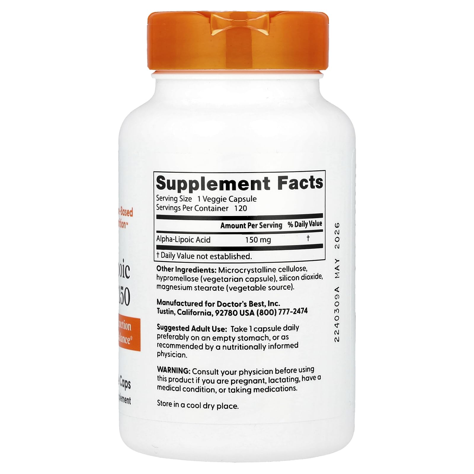 Meilleur acide alpha-lipoïque, 150 mg, 120 Capsules - Doctor est le meilleur