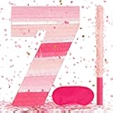 Birchio Pinks Number 7 Pinatas Bundle with a Blindfold and Bat(16.1 x 11 x 4 Inches), Perfect for Boys and Girls Birthday Party Supplies, Pink Theme Birthday Decoration (Pink Number 7)