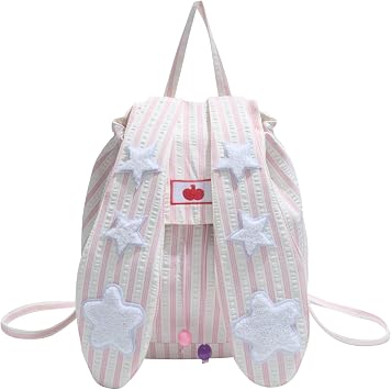 YFGBCX Cute Bunny Backpack for Women, Kawaii Rabbit Ear Daypack with Drawstring for College Travel Pink