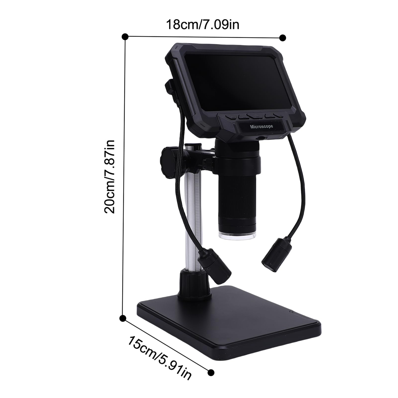 Luocute Mikroskop Cyfrowy, Ekran LCD o Przekątnej 4,3 Cala, Kamera 10 MP, Powiększenie 1000X, rozdzielczość 1080 P z 8 Regulowanymi Diodami LED, do Kontroli Biżuterii ze Znaczkami,