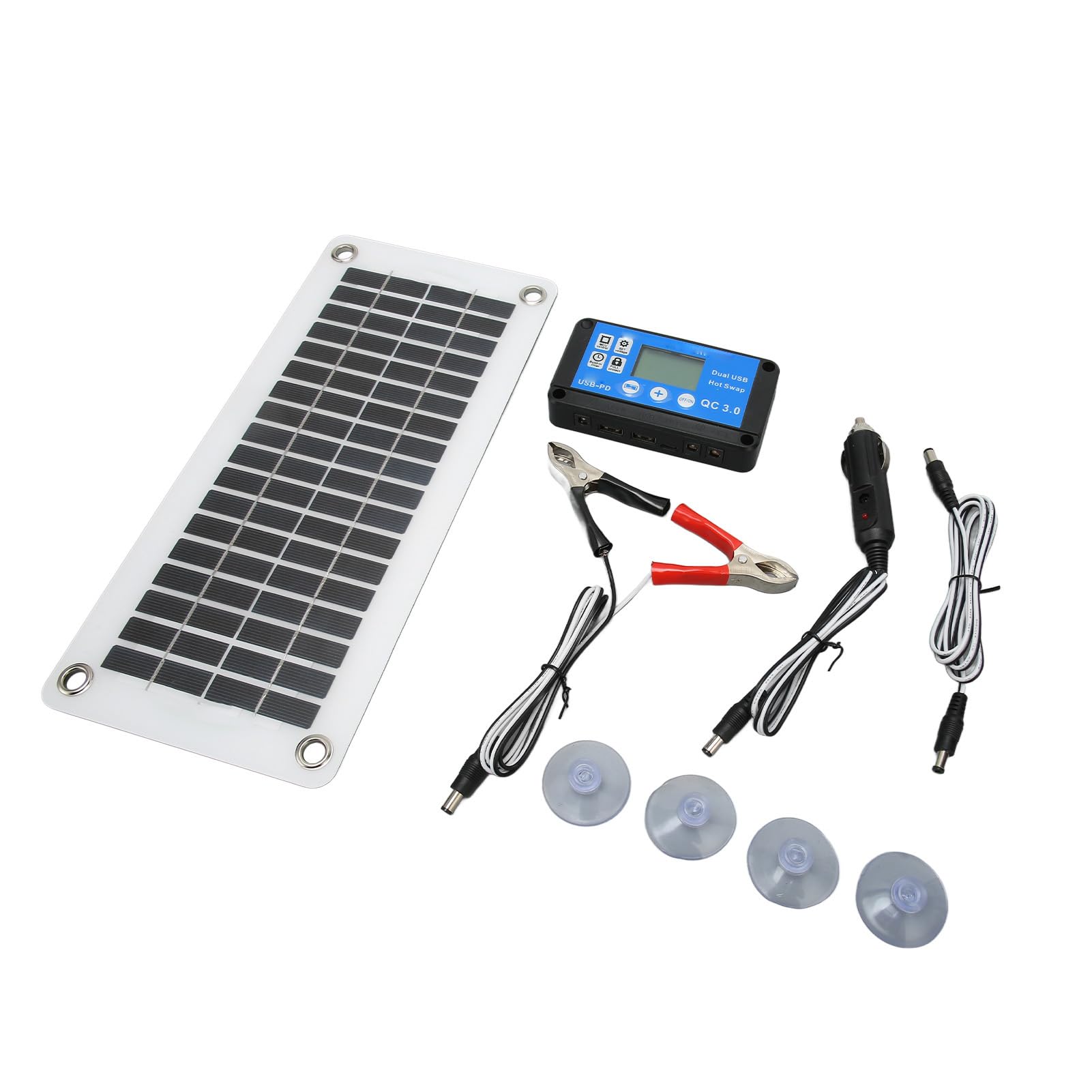 12V 30W Solar Panels Kit for RV Car 12 Volt System, Portable Solar Panel with Controller for 12V Battery RV Boat Homes and Any Off Grid Applications-image-45
