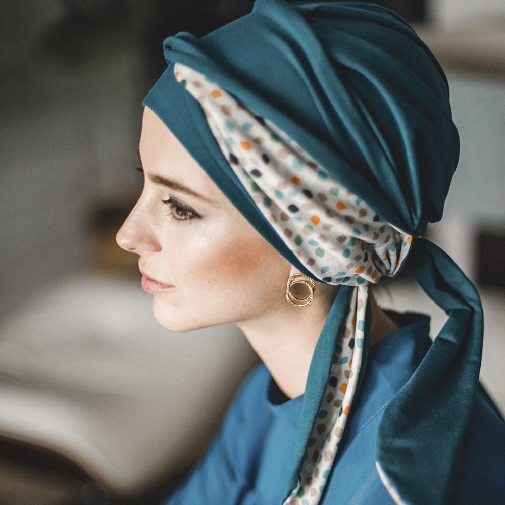 CAREBELL Turbante Oncologico Modello Smooth - Design Pepite, Bambù Morbido e Traspirante, Preformato per Chemioterapia, Alopecia e Pelle Sensibile