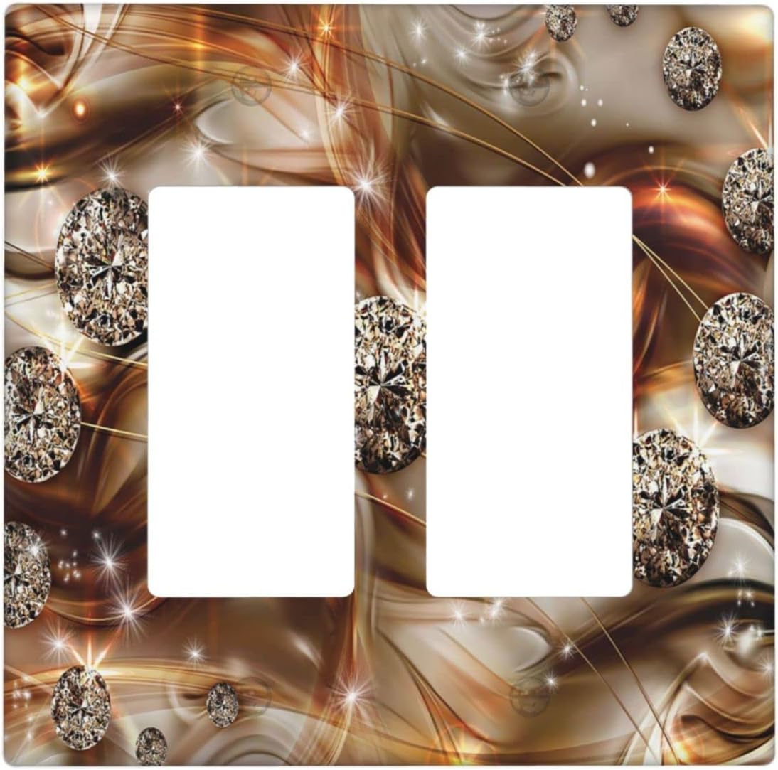 Gold Bling Diamond Decorative Wall Plate Outlet Covers Electrical Light