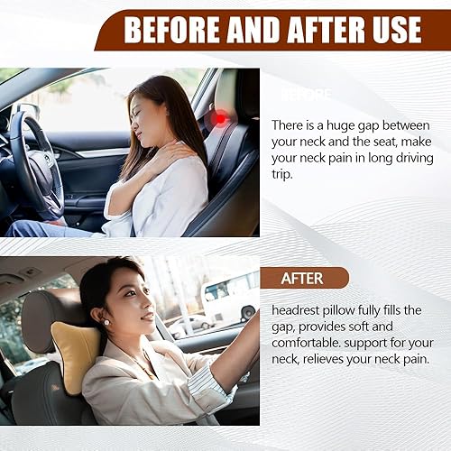 Miniatura 5 de Almohada para el cuello del automóvil, almohada para reposacabezas de automóvil, suave y cómoda, transpirable, diseño ergonómico, cojín de cuello