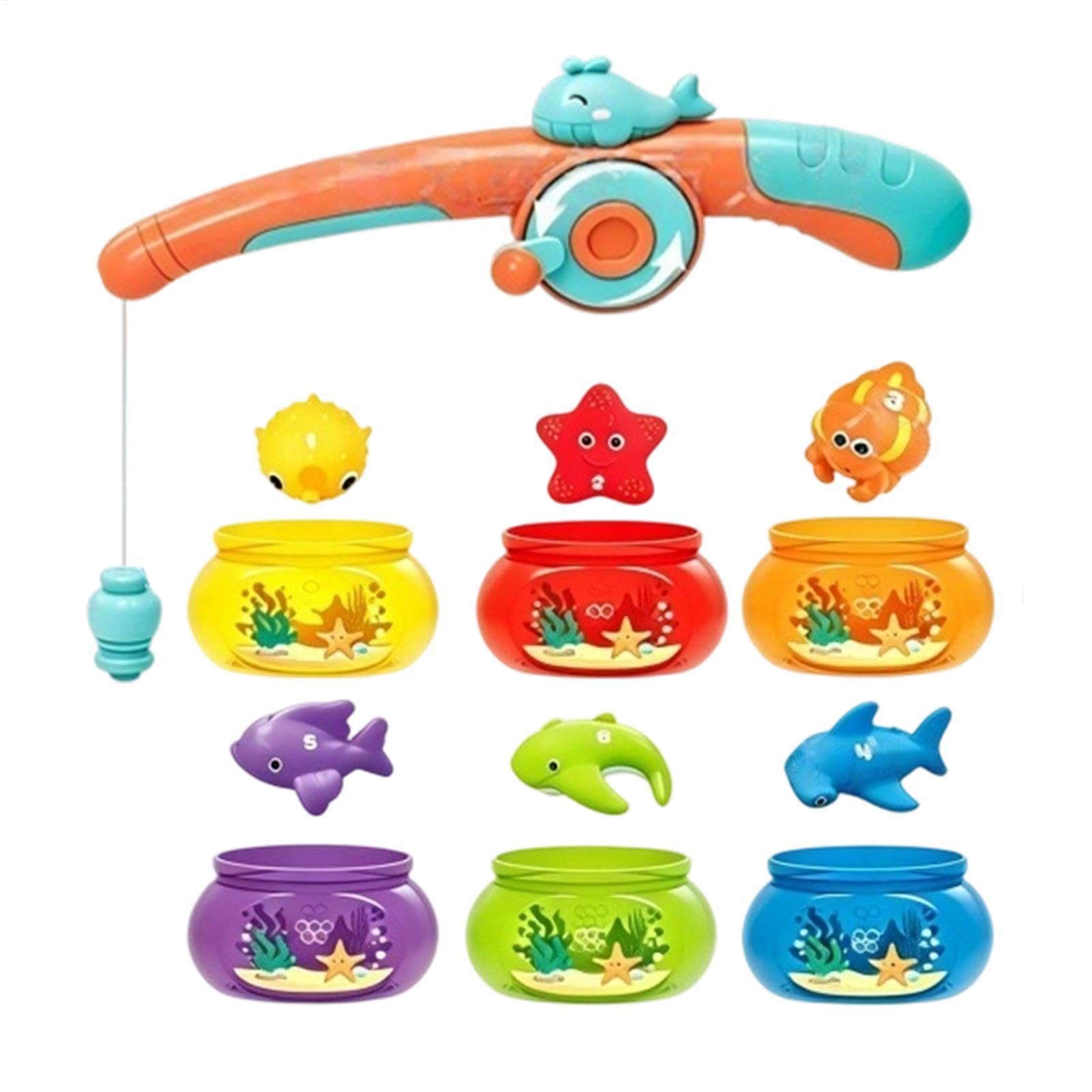 Gioco da pesca | Apprendimento dei colori attraverso il gioco dell'acqua | Pesca magnetica | A partire dai 18 mesi: bagno, piscina, tavola, all'aperto, tavolo, nuoto e viaggi