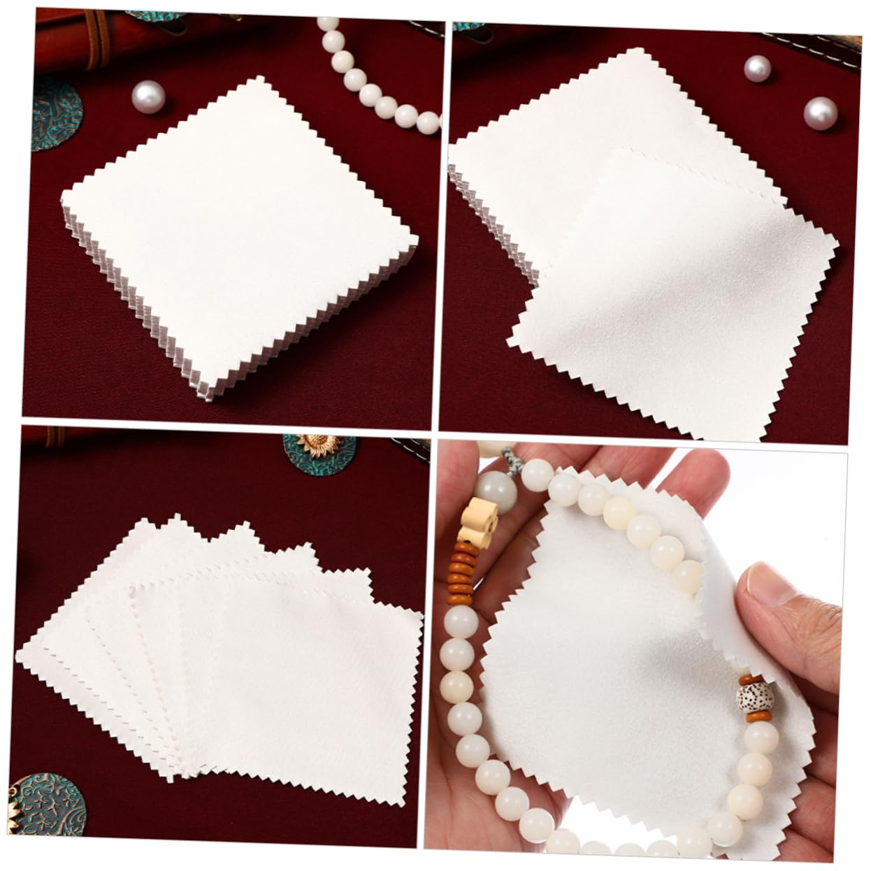 SHINEOFI 4 Set di Panni per La Pulizia dei Gioielli per Lucidare Largento per La Pulizia di Lenti per Occhiali in Tessuto Compatto E Pratico 60 Pezzi*4