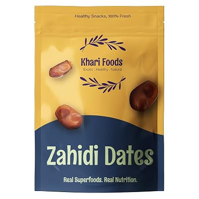 Khari Foods Premium Dried Zahidi Brown Dates, Khajur/Khajoor Dry Fruits, Energy Booster, High Fibre, Healthy Snacks (500