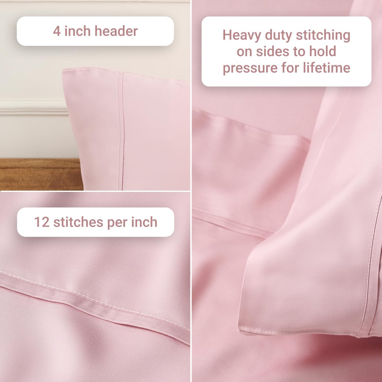 100% Certified Bamboo Queen Sheet Set| derived from Organic Viscose|Sateen Weave/High Cover Ratio 0.75|4 Piece Set|Gentle to Skin and Cooling|(Sepia Rose)