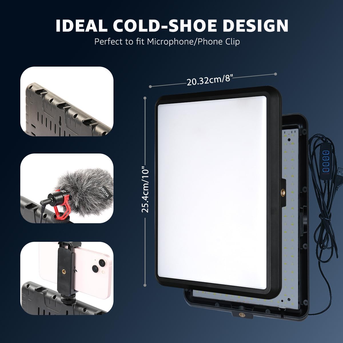 NiceVeedi Pannello di illuminazione per fotografia da 15 W, luce da studio dimmerabile 2800-6500K, illuminazione video alimentata tramite USB per registrazione video/fotografia/Tiktok/streaming