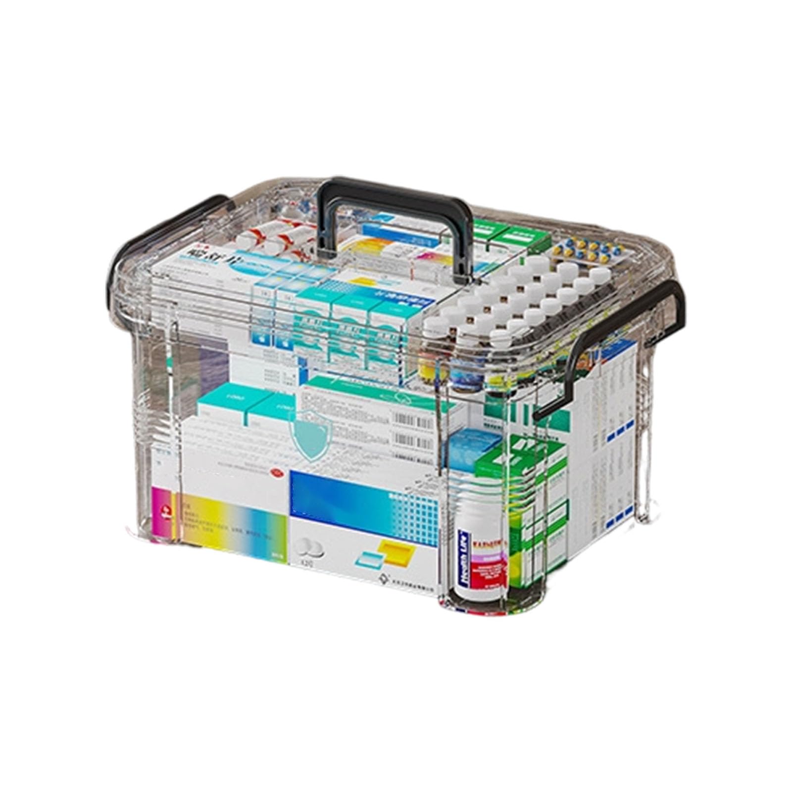 Limtula PP Medicines Organizers Clear Lid Multilayer Compartments Large Capacity Portable Box for Family Family Emergencys Medicines Organizers