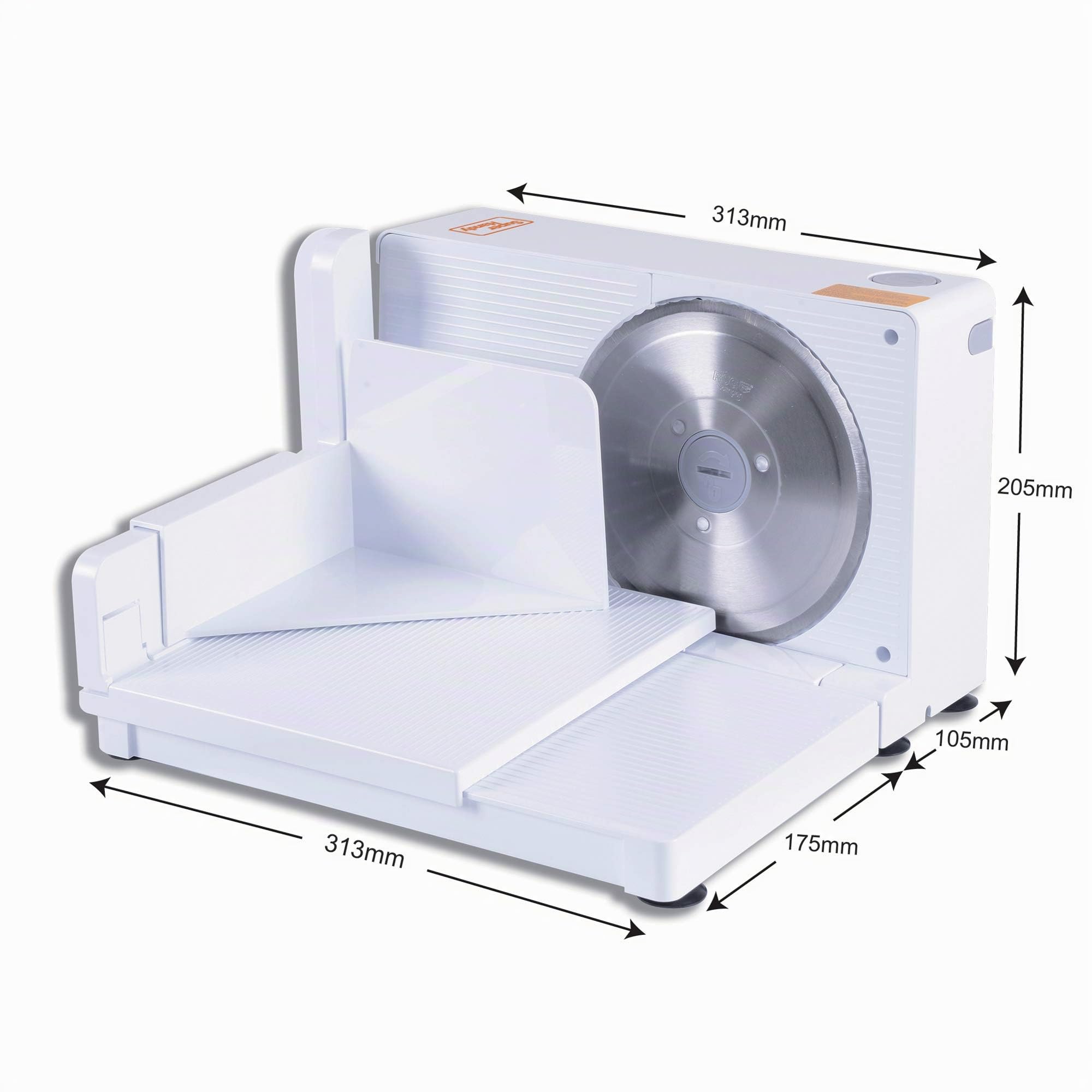 SuperHandy Trancheuse 17cm Portable Professionnel et Pliable électrique AC 230V 50Hz 120 Watt pour: viandes, Deli et fromages à Acier Inoxydable Lame RSG Solingen