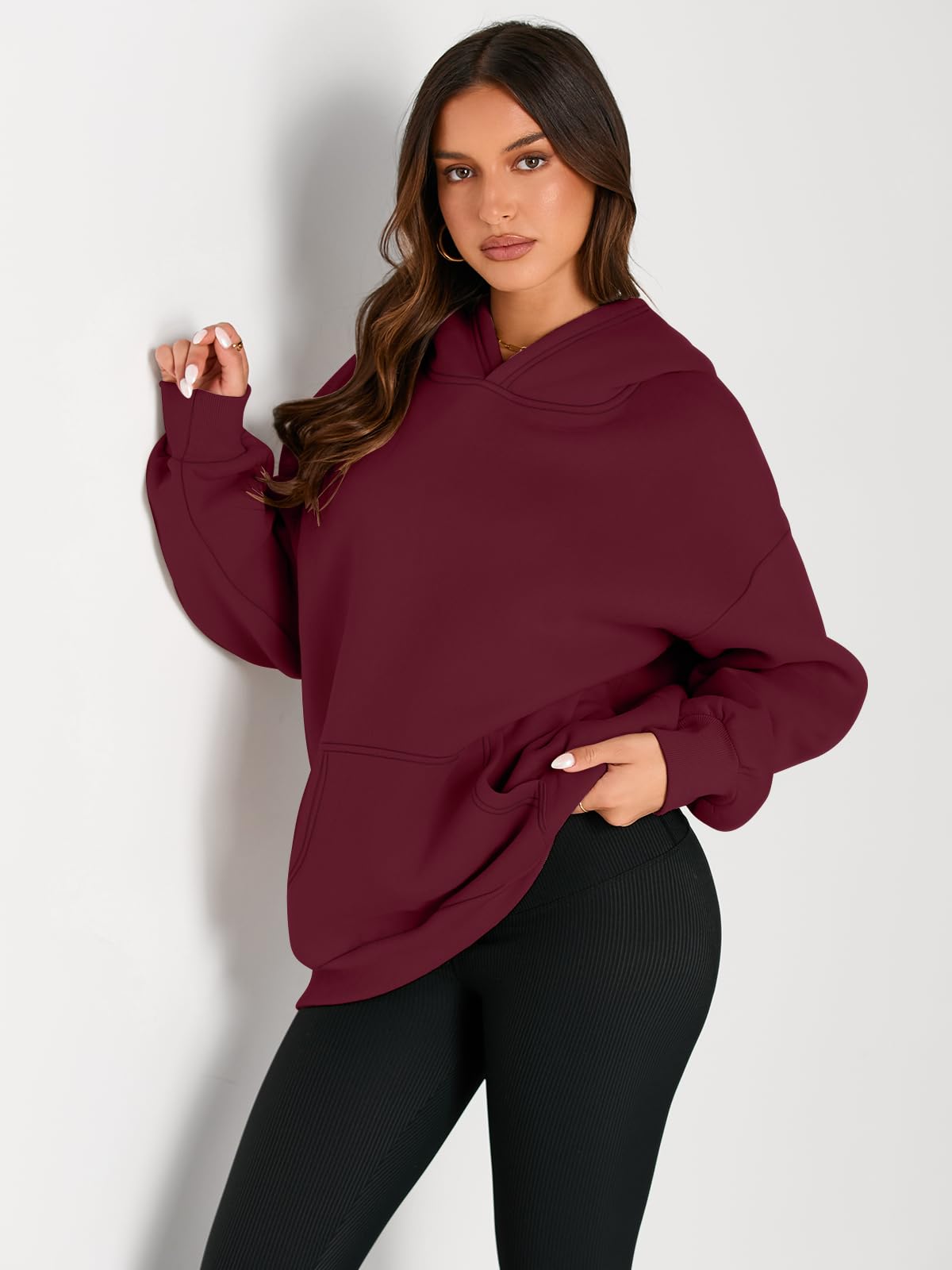 Trendy Queen Womens Oversized Hoodies Fleece Sweatshirts Fall Fashion Pullover Sweaters Winter Clothes: Deep Red X-Large