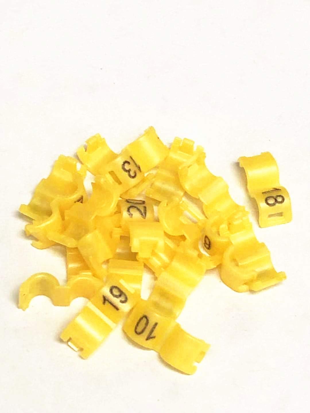 2.7mm 3mm 4mm 4.5mm 5mm Birds Leg Clips Open snap Canary Parrot Rings Bands Number Plastic 1-20 (4mm,Yellow)