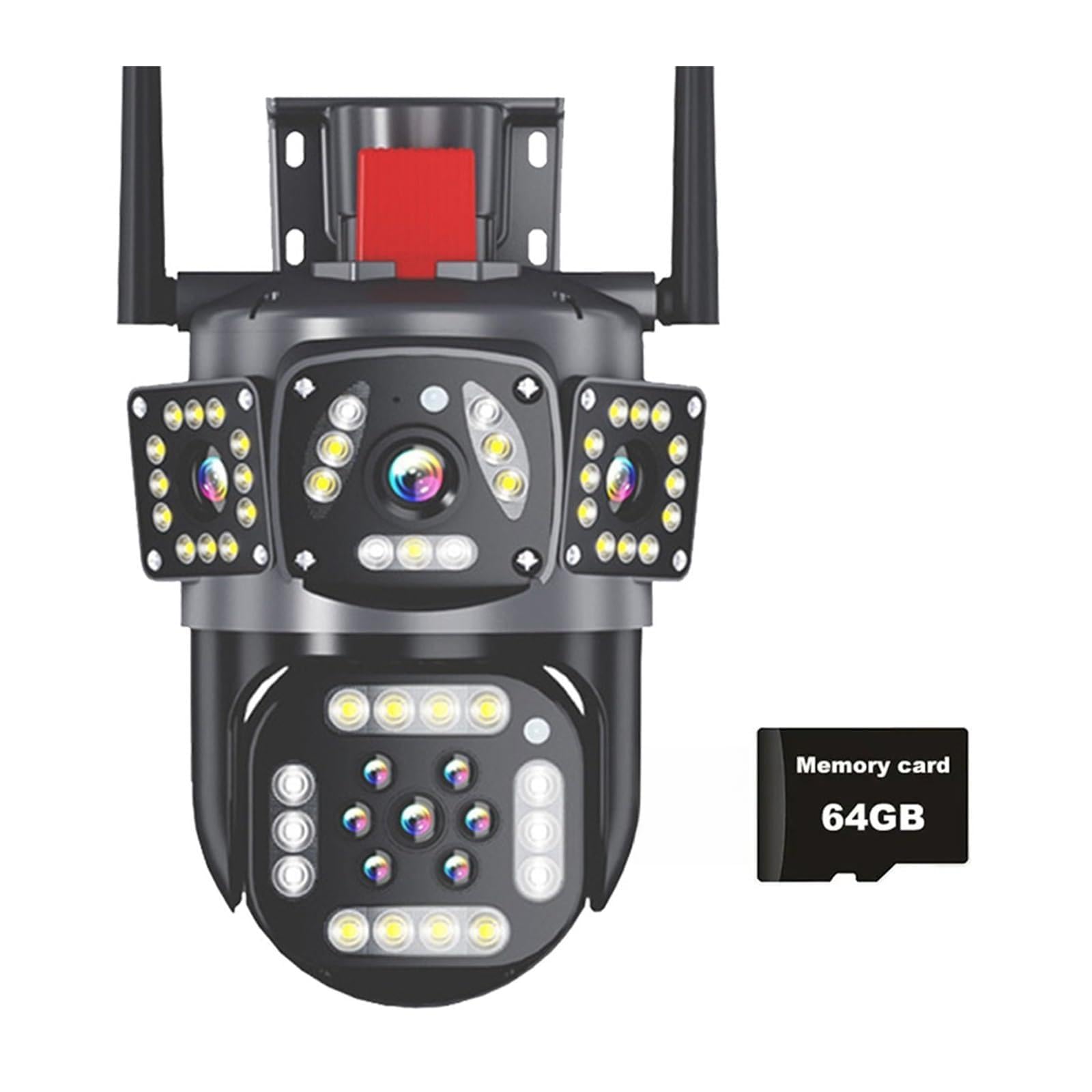 JVDDI 6MP WiFi Surveillance Camera Outdoor Three Lens Three Screen Protection Motion Detection PTZ IP Security Survalance Camera(V8H CAM Add 64G)