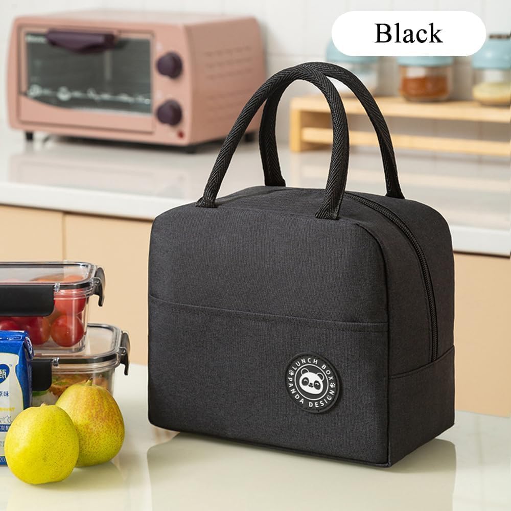 Borsa Termica Porta Pranzo Piccola, 5L Borsa Frigo Pranzo Ufficio, Borsetta Termica Piccola Lunch Bag per Lavoro, Scuola,Viaggi, Campeggio, Picni (Nero)