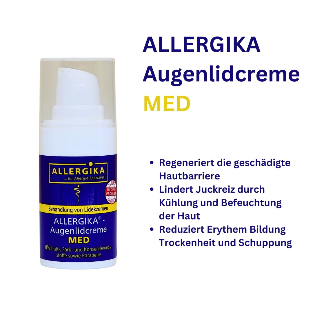Allergika Augenlidcreme MED, 15 ml I zur Behandlung von Lidekzemen I Linderung von Rötung, Schuppung und Hauttrockenheit I Spar-Set plus Pharma Perle give-away (3x 15 ml)