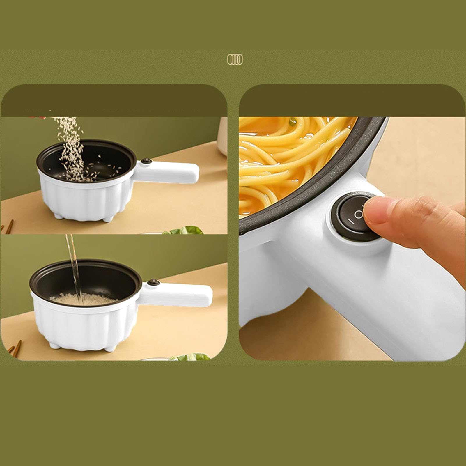 Cuisson à la Vapeur, ébullition Et Cuisson Hot Pot électrique | Cuisinière électrique Multifonctionnelle Avec Poêle Antiadhésive à Long Manche(Blanc)