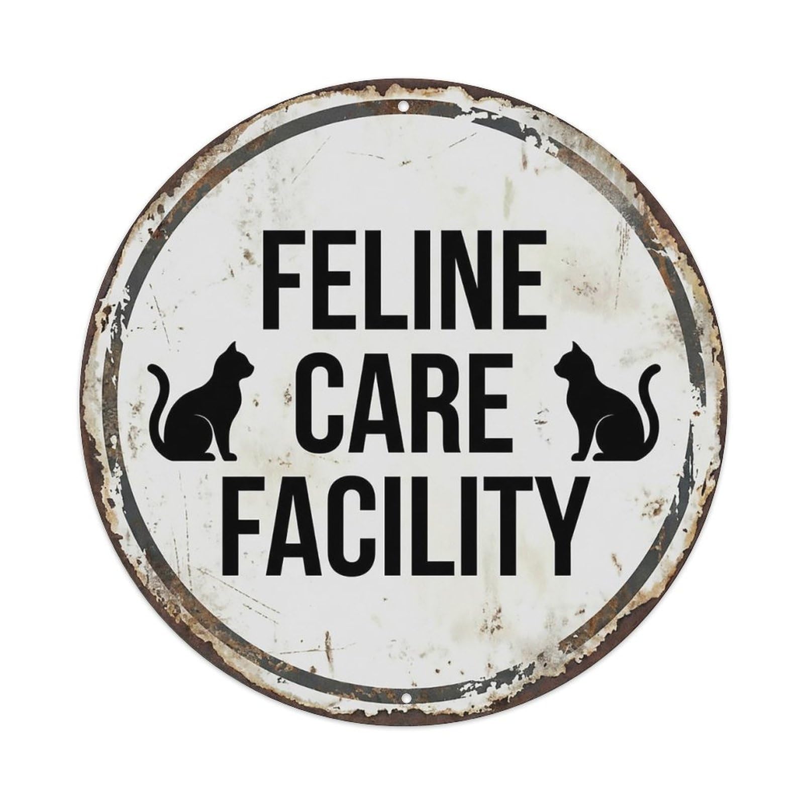 Vintage Feline Care Facility Decor Metal Tin Sign