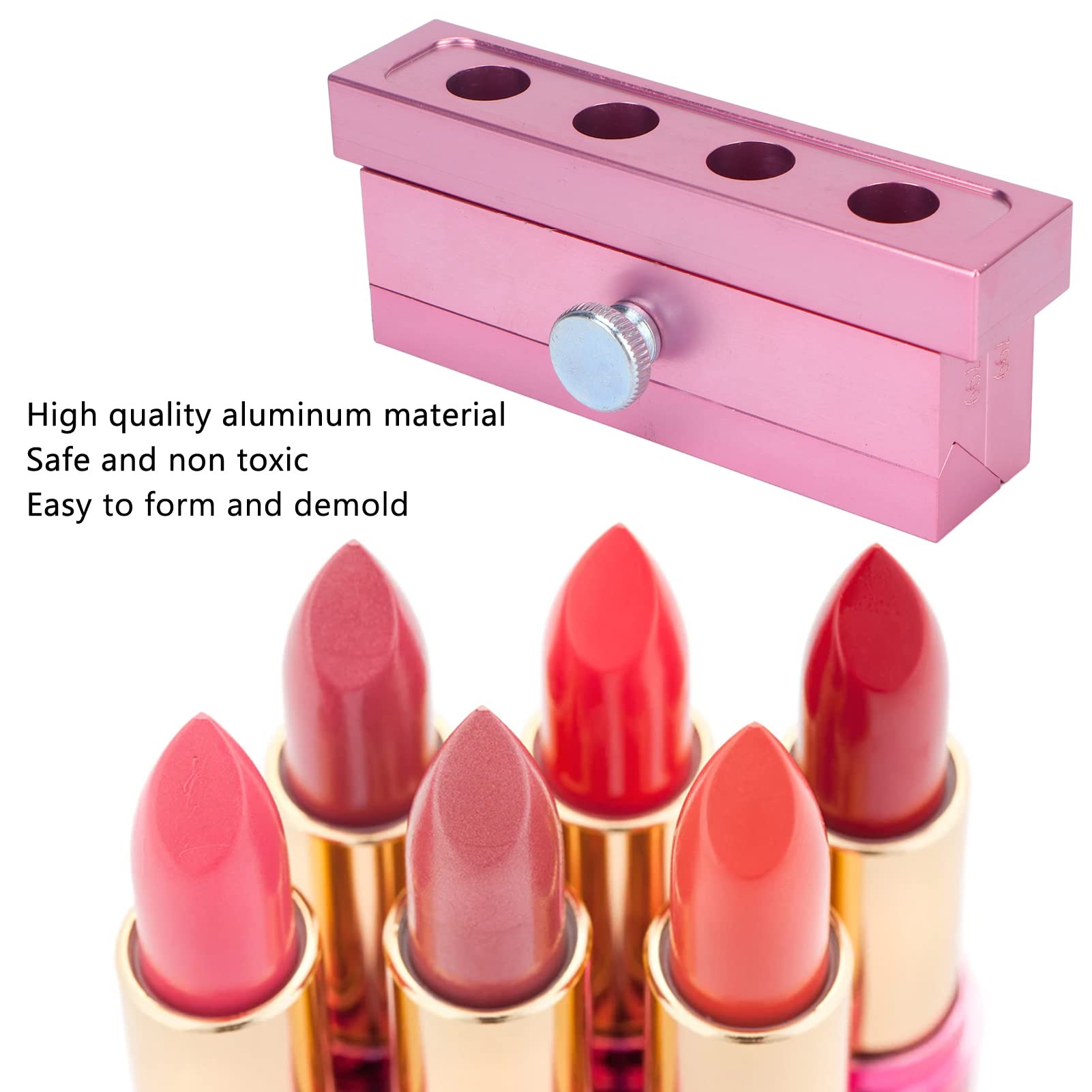 DIY-Lippenstift-Form, Lippenstift-Hersteller in Benutzerdefinierten Farben, 4-Fach-Aluminium-Form-Set, für sicheres, ungiftiges Kosmetikhandwerk