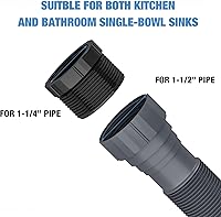 Vista 2 de NiHome Tubo flexible expandible de trampa en P de 1 1/2 o 1 1/4 pulgadas para fregadero de cocina individual, con adaptador de anillo de sellado