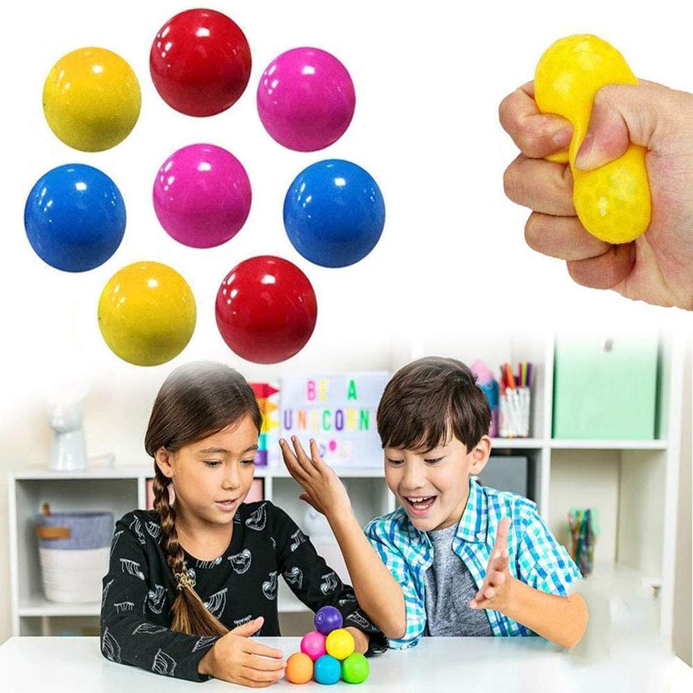 LITENG 8Pcs Super Sticky Ceiling Balls, Sticky Fluorescent Target Balls, Stress Reliever Ball Stretchable Stress Ball Decompression Toy