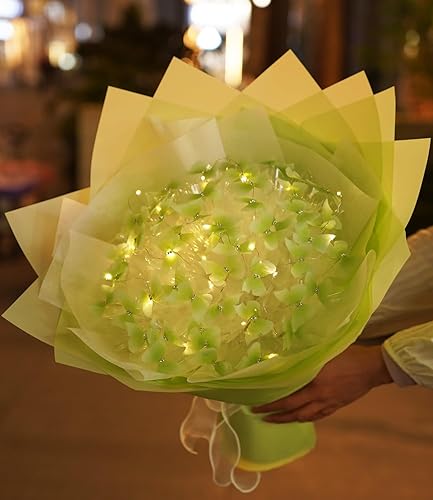 Miniatura 4 de Aiouclay Ramo de flores hecho a mano, 33 piezas de flores artificiales, ramo de mariposas con luces, kit de manualidades para principiantes, regalo