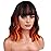 BERON 14 Inches Black Orange Wig Short Orange Bob Wigs with Bangs Halloween Wigs for Women Loose Wavy Wig for Cosplay Party