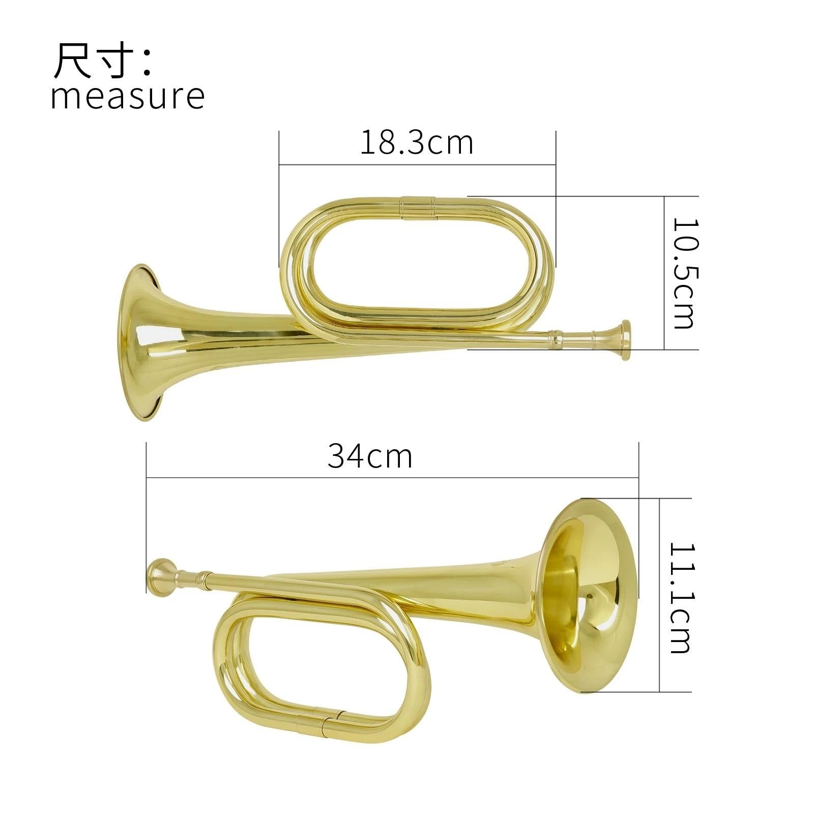 Standard Trompeten Posaune Signalhorn C-Tonart 11 Cm Schallbechermunddurchmesser Blechblasinstrument Verdicktes Messingrohr Professionelle Trompete