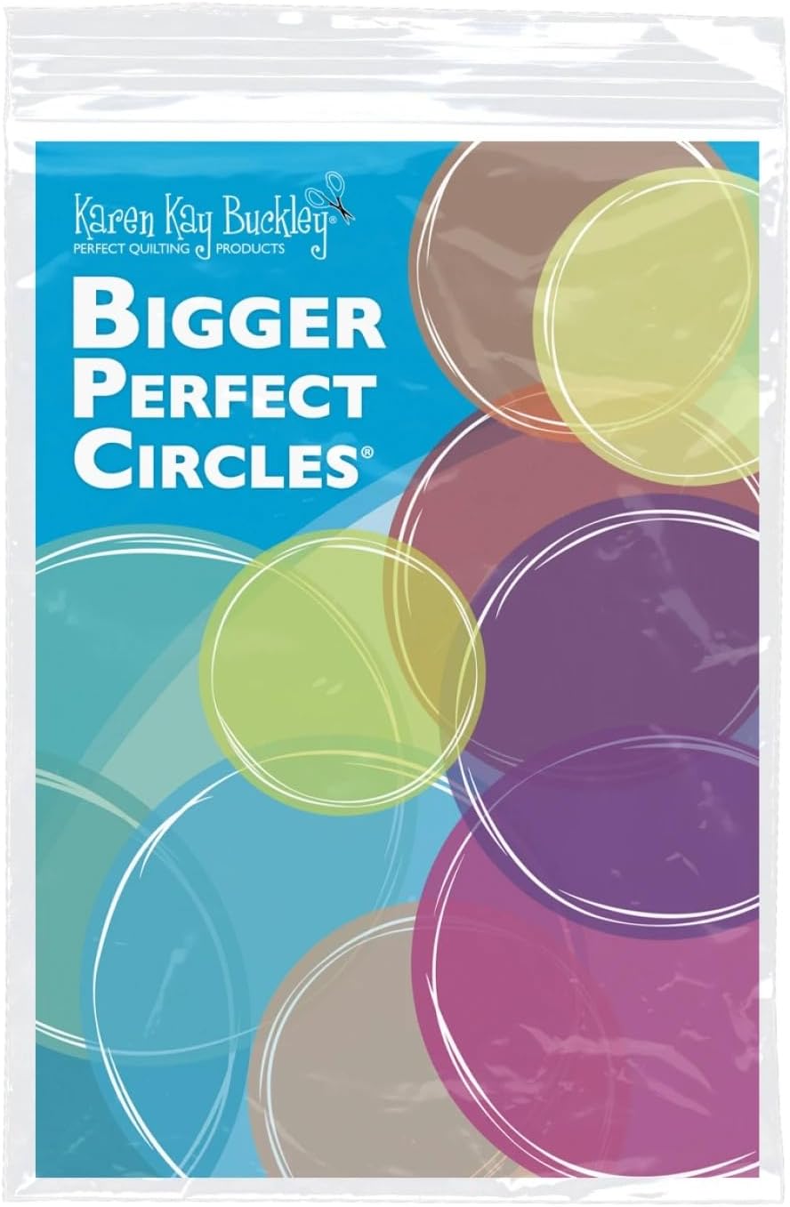 Karen Kay Buckley® Bigger Perfect Circles™, Heat-Resistant Plastic Templates, Two Each of 10 Sizes, 20 Total. Hand and Machine Appliqué, Quilting, Patchwork, Sewing. Ironable with Dry/Medium Heat
