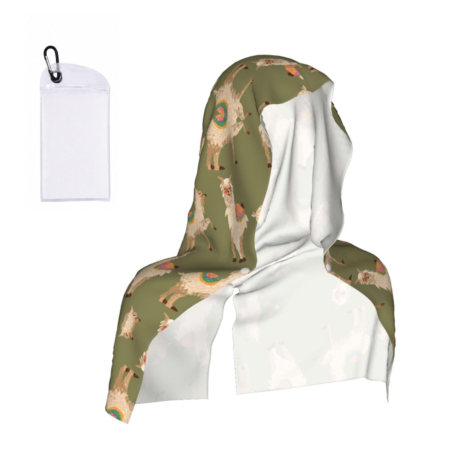 EZDLOWVBA Alpaca Print 2 Pack Cooling Hoodie Towels,Sports Headscarf, Neck Wrap Scarf,Breathable Cooling Towel For Neck And Face, Travel, Swimming, Training