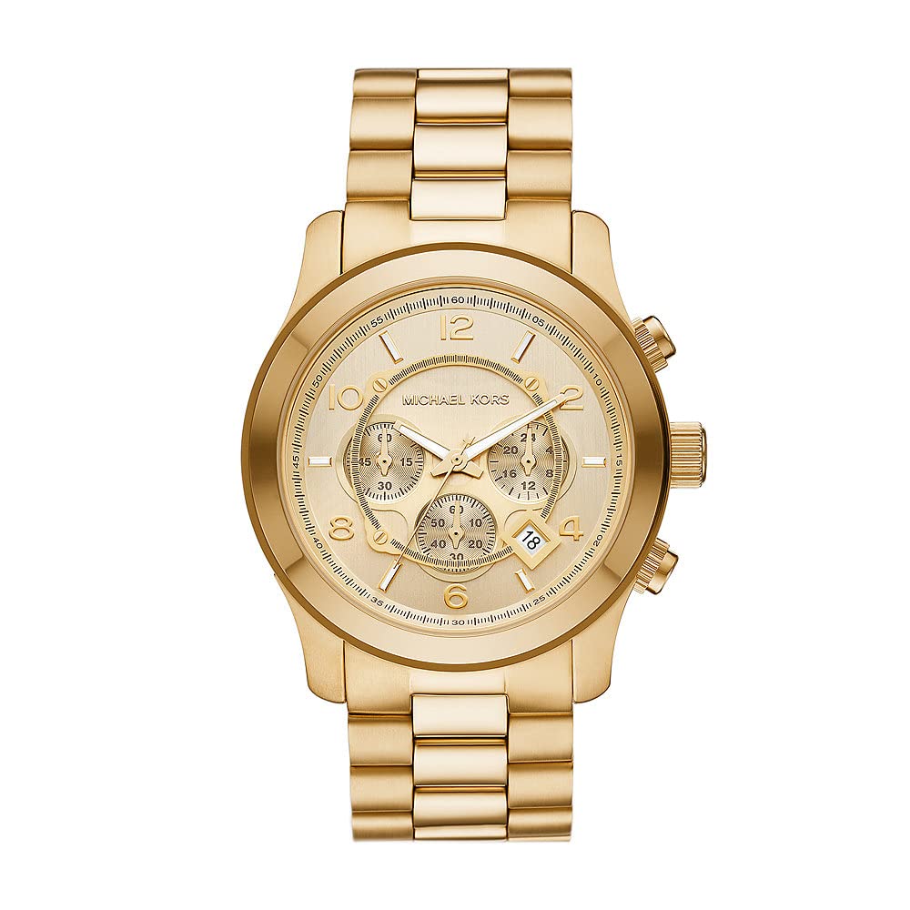 Michael Kors Runway Reloj para Hombre, Movimiento de cronógrafo con Correa de Acero Inoxidable o Piel