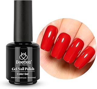 beetles 15 ml Bright Red Gel Nail Polish Solid Color Soak Off LED UV Lamp DIY Decoration Manicure Art Design Salon at Home Candied Apple Collection Gift for Women Girls