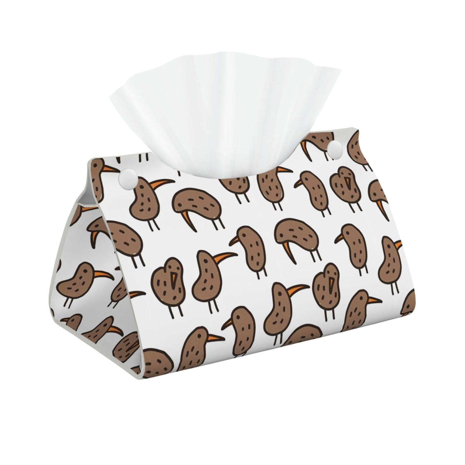 Kiwi Bird Cute Print Long Tissue Box Cover Holder Foldable Leather Organizer for Vanity, Nightstand, Desk & Bathroom