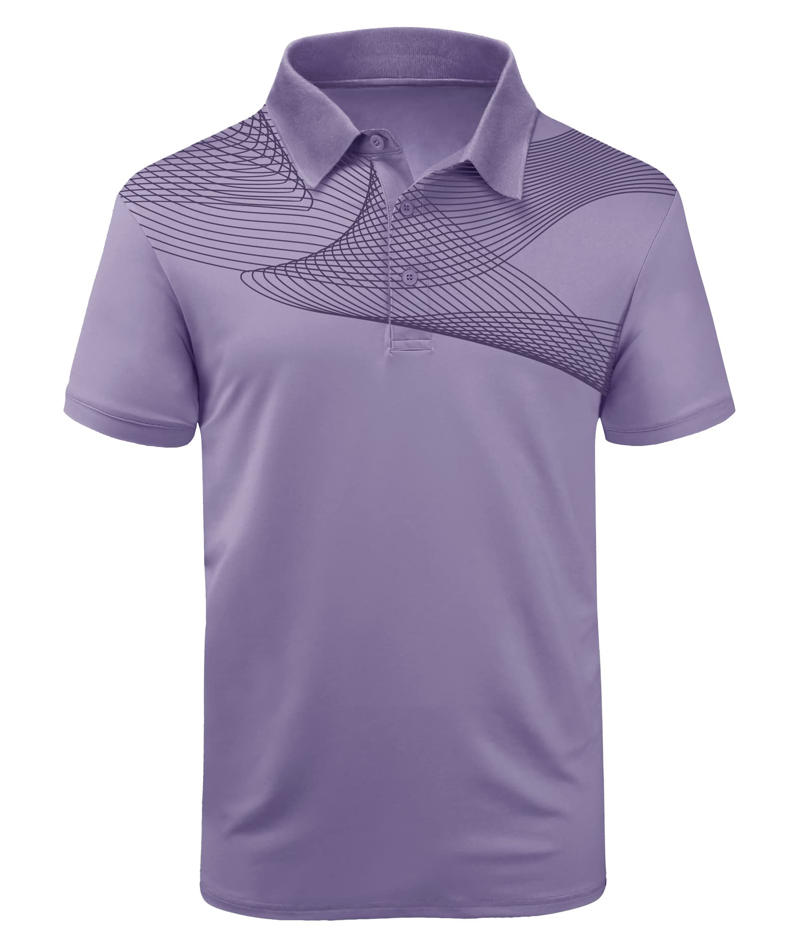 Photo 1 of LLdress Mens Golf Shirt Short Sleeve Print Performance Moisture Wicking Dry Fit Polo Shirts for Men Large A-23-0356purple