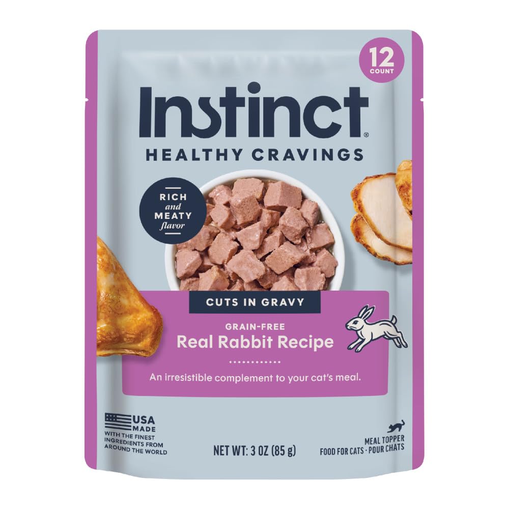 Nature's Variety Instinct Healthy Cravings - Decoración Natural para Gatos con Receta de Conejo Real sin Granos, Bolsas de 3 onzas (Caja de 24)