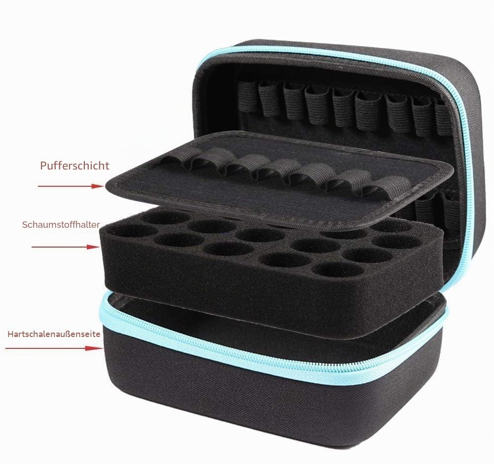 Aufbewahrungsbox mit Griff für ätherische Öle 44 Slots Schwarz ätherische Öle Aufbewahrungskoffer tragbare ätherisches Öl Travel Box Halter Organizer