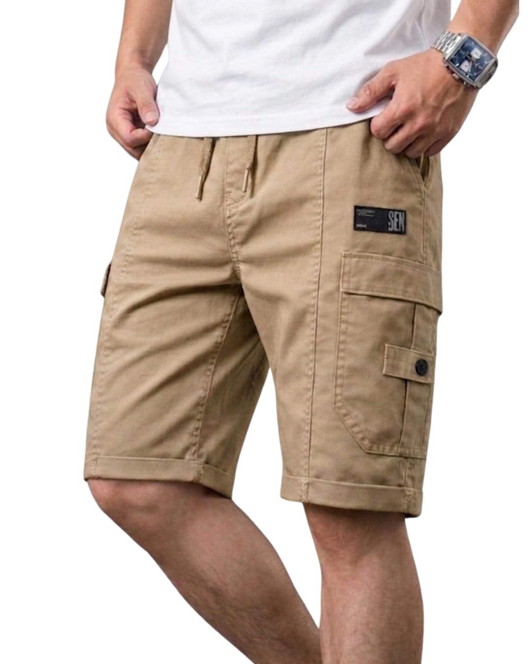 Men's Cotton Cargo Shorts Regular Fit Casual Shorts with 5 Pockets Comfortable Summer Wear-image-26