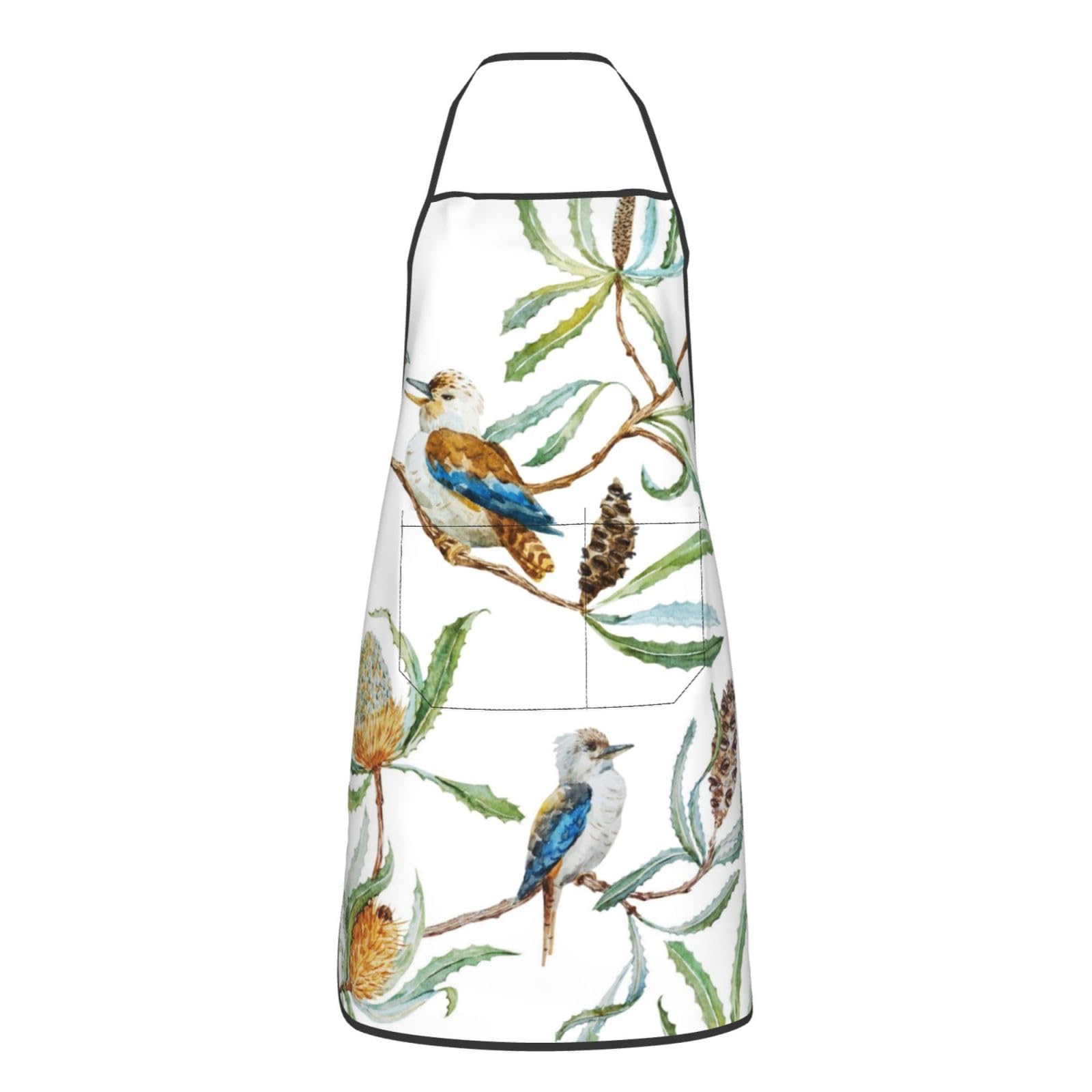 KWQDOZF Australian Bird Kookaburra Unisex Apron For Chef Apron With Pockets For Kitchen Cooking Baking Cleaning