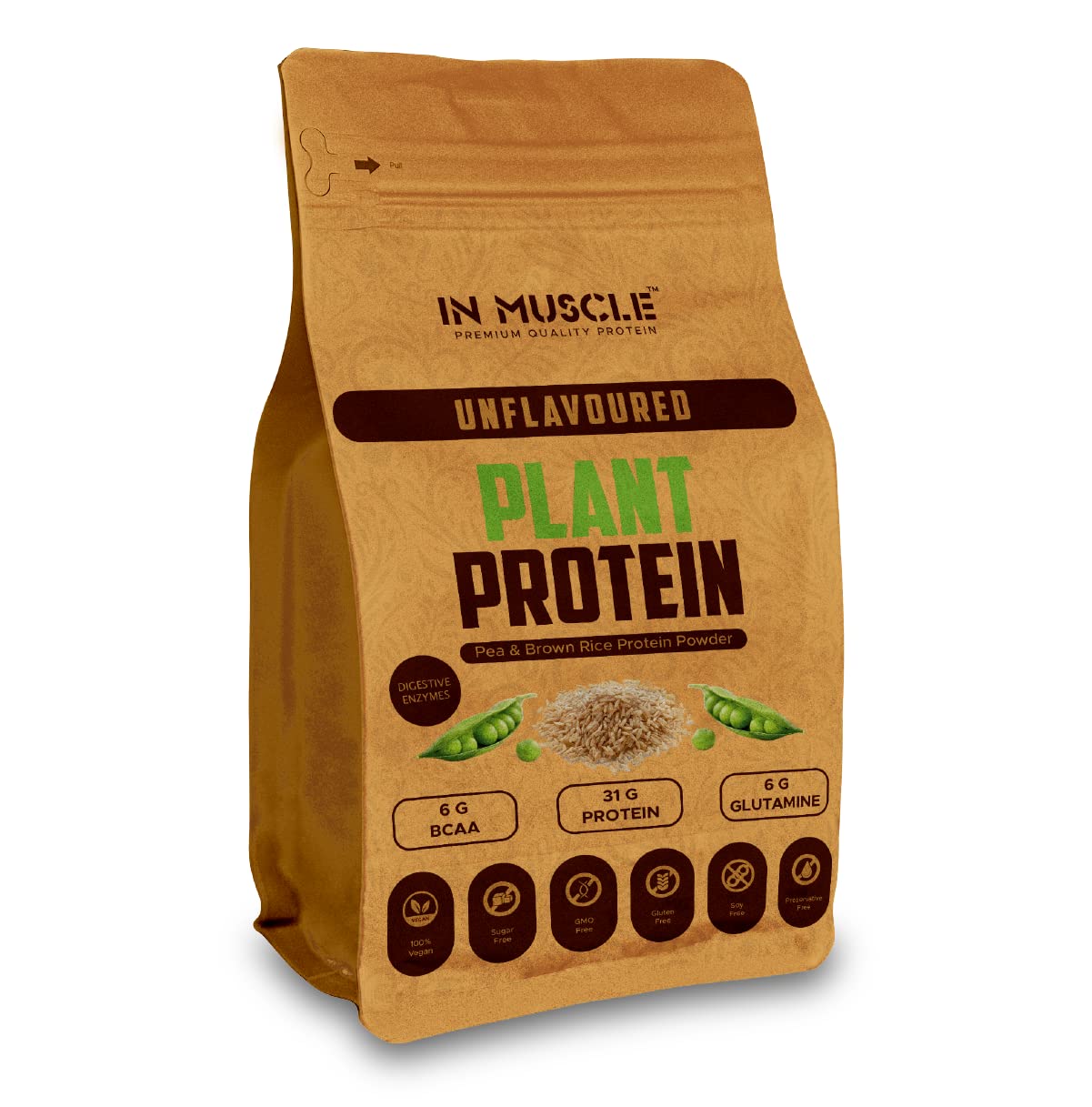 Buy 500 GM InMuscle 100 Vegan Protein Unflavored Unsweetened Based