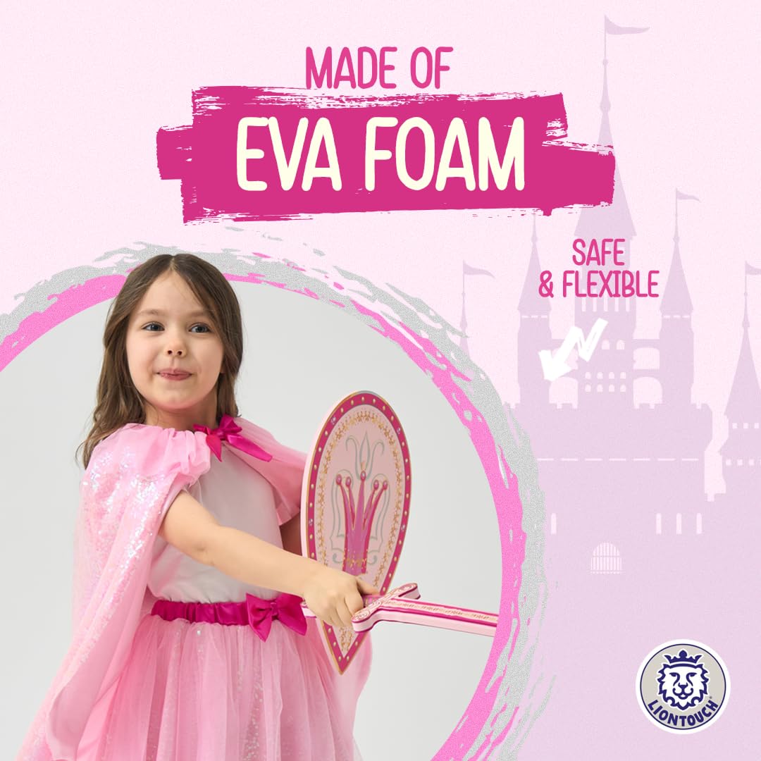 Liontouch - Jouets Reine Rosa pour Filles - 3-6 ans | Épée et Bouclier en Mousse Rose pour Jouer en Style Médiéval Scintillant | Accessoires Sûrs et Durables pour Déguisements et Costumes