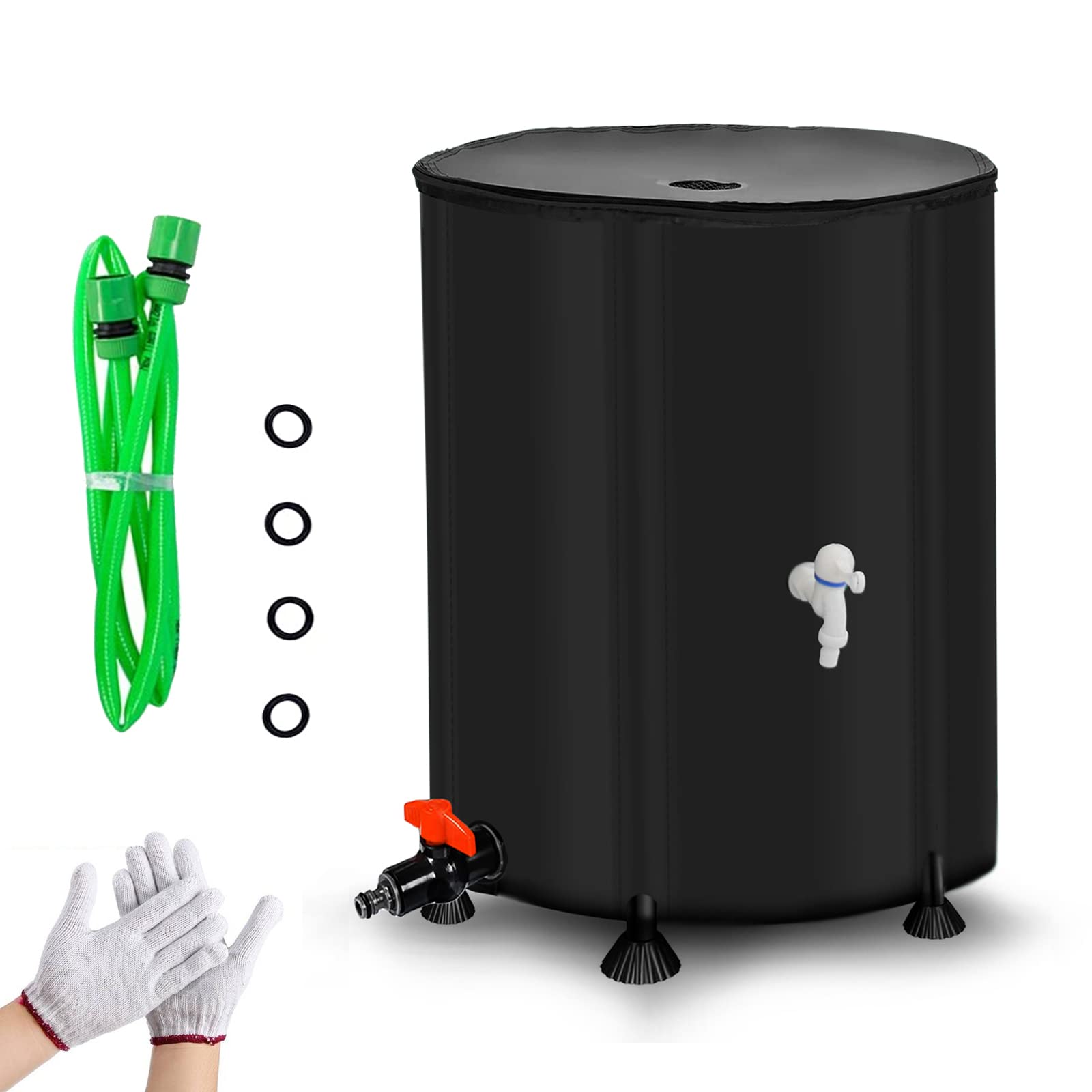 Collapsible Rain Barrel 66 Gallon Rain Barrel Portable Rainwater Storage Tank Watering System with Faucet kit Water Barrel Collector with Filter Spigot (Black)