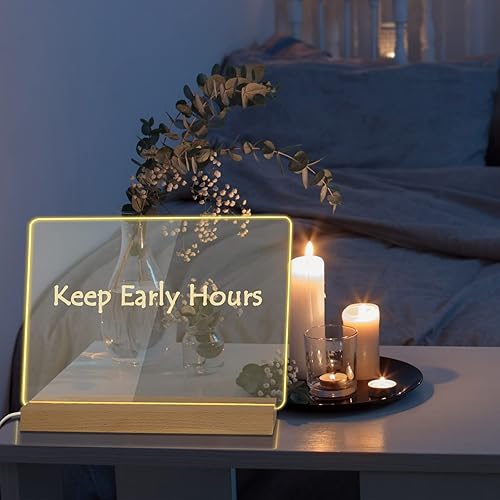 Miniatura 6 de Pizarra acrílica de borrado en seco con luz, pizarra blanca transparente de 12 x 10 pulgadas con soporte para escritorio, tableta de notas de